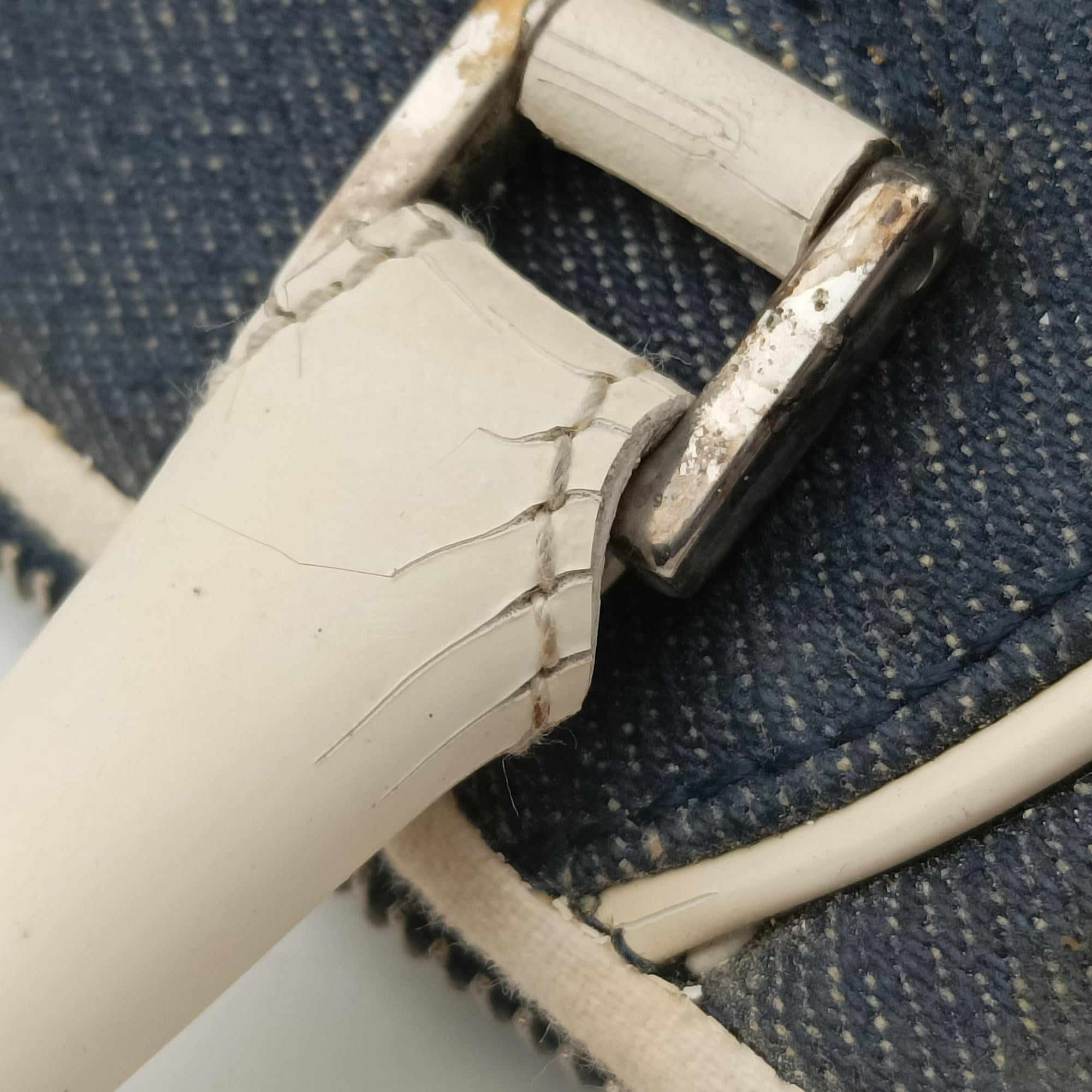 Pre-owned Christian Dior Trailer Navy x ivory Denim x Leather  handbag | stylenewstar
