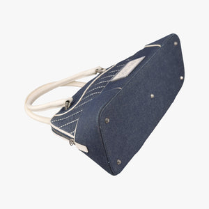 Pre-owned Christian Dior Trailer Navy x ivory Denim x Leather  handbag | stylenewstar