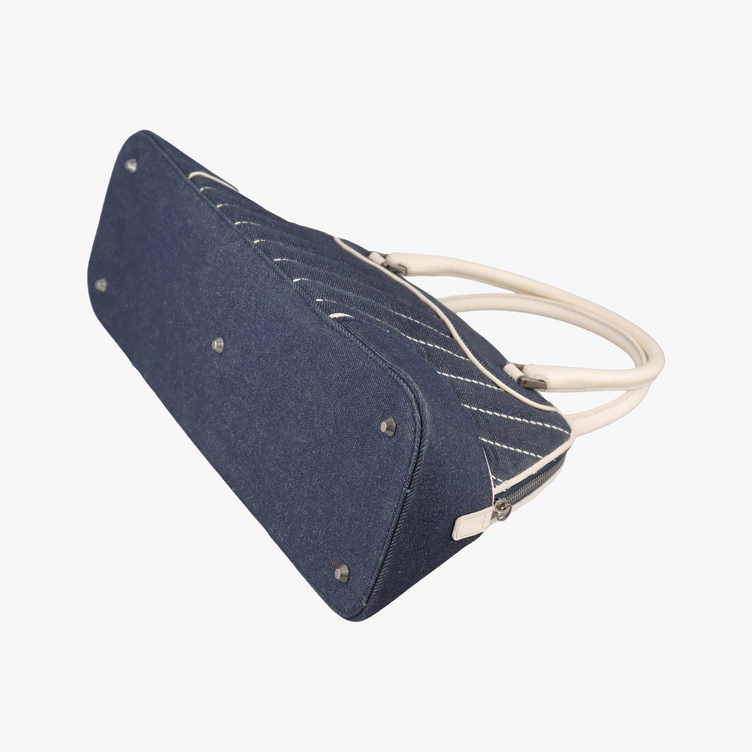 Pre-owned Christian Dior Trailer Navy x ivory Denim x Leather  handbag | stylenewstar