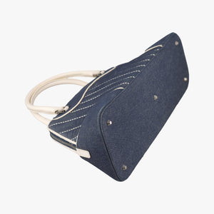 Pre-owned Christian Dior Trailer Navy x ivory Denim x Leather  handbag | stylenewstar
