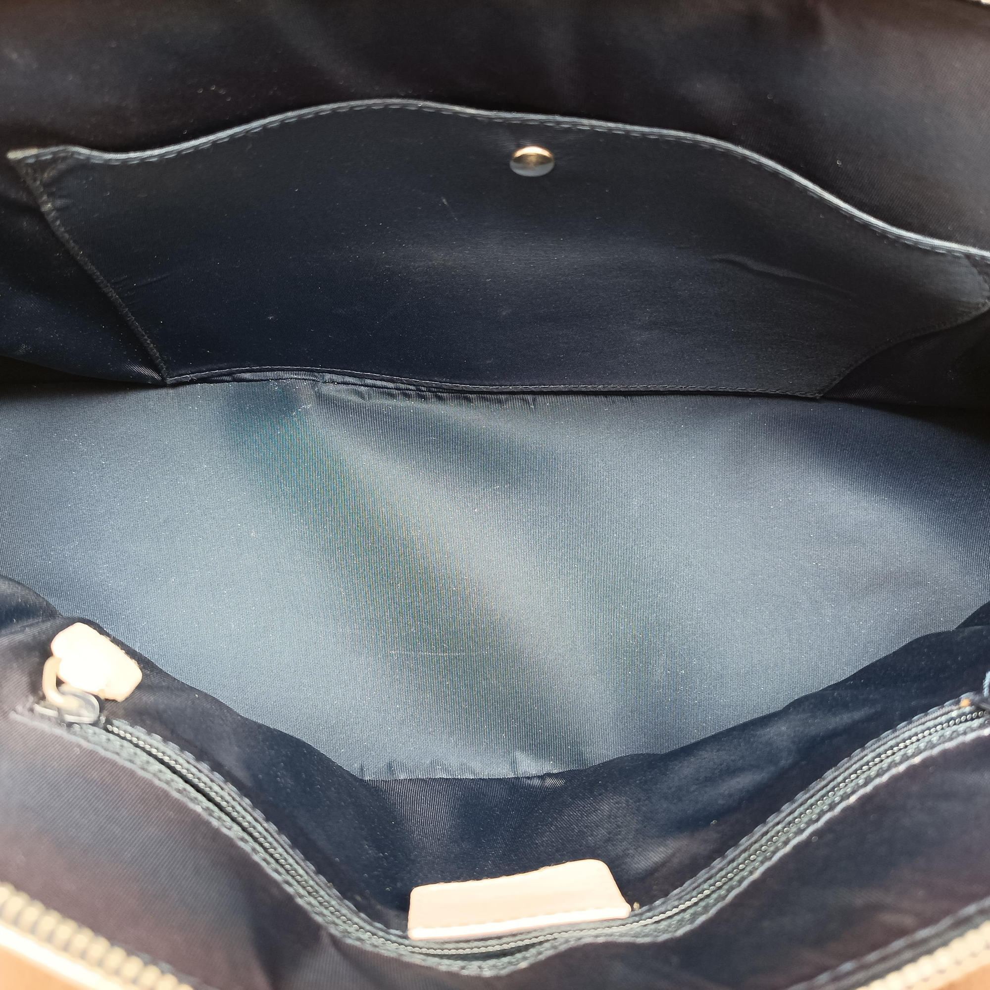 Pre-owned Christian Dior Trailer Navy x ivory Denim x Leather  handbag | stylenewstar