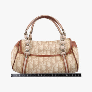 Secondhand Christian Dior Romantique Trotter Beige x White x Pink PVC Coated Canvas x leather  handbag | stylenewstar