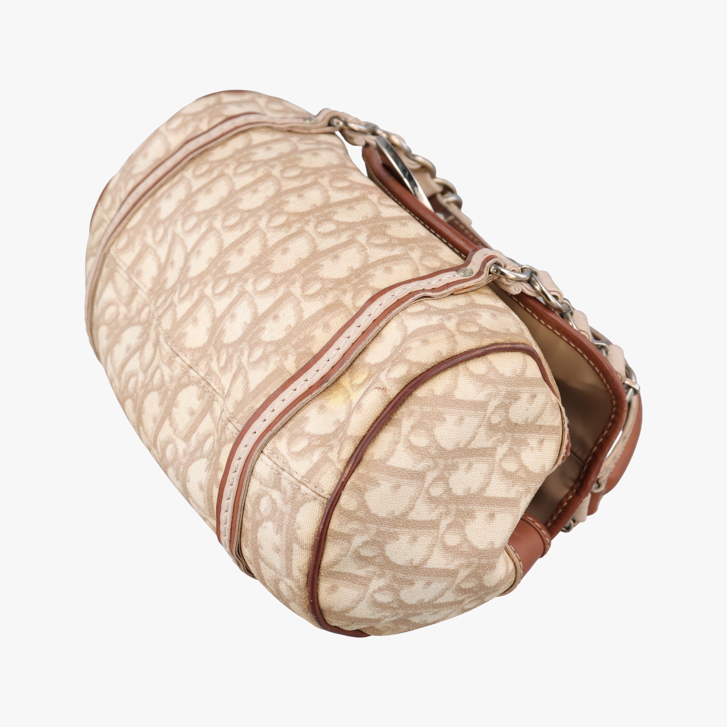 Secondhand Christian Dior Romantique Trotter Beige x White x Pink PVC Coated Canvas x leather  handbag | stylenewstar
