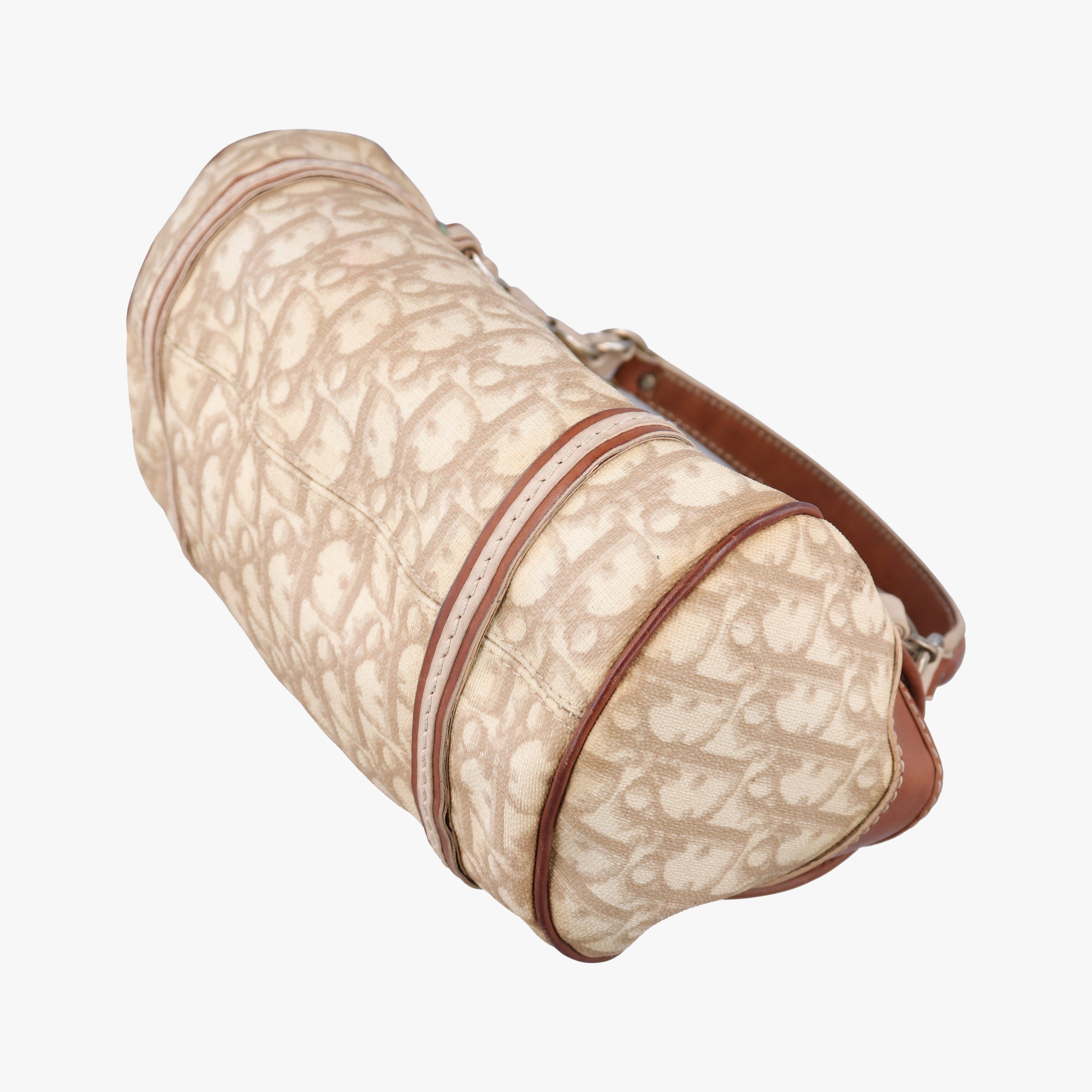Secondhand Christian Dior Romantique Trotter Beige x White x Pink PVC Coated Canvas x leather  handbag | stylenewstar