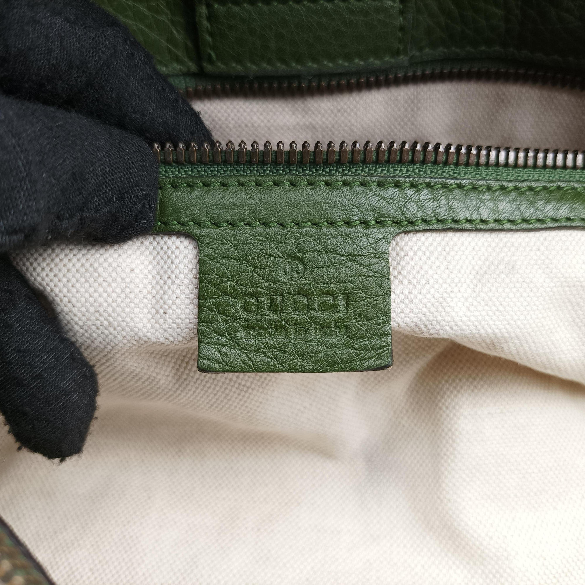 Vintage Gucci Bamboo Shopper Green Leather 323660 shoulderbag | stylenewstar