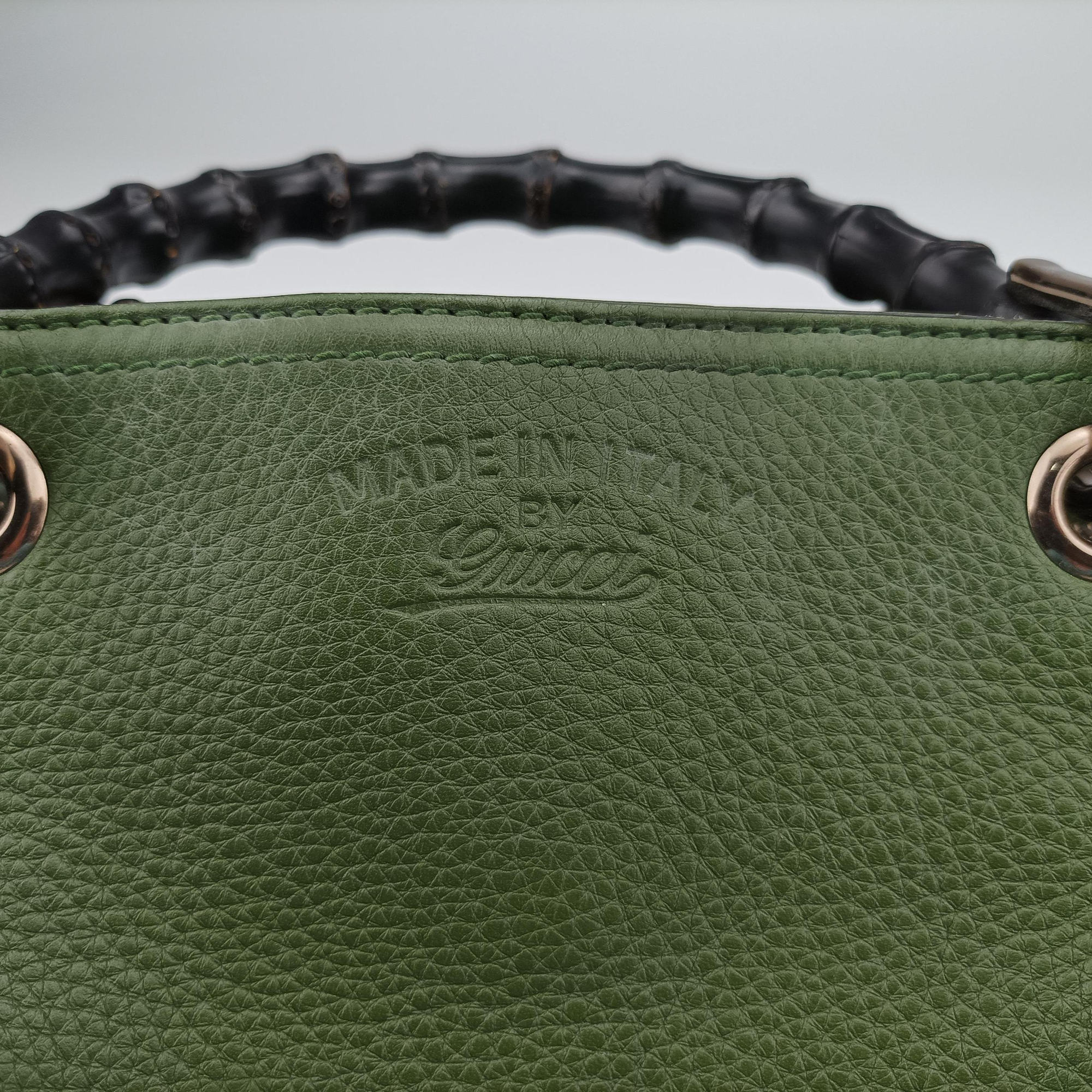 Vintage Gucci Bamboo Shopper Green Leather 323660 shoulderbag | stylenewstar