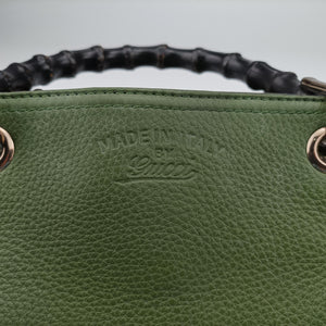 Vintage Gucci Bamboo Shopper Green Leather 323660 shoulderbag | stylenewstar