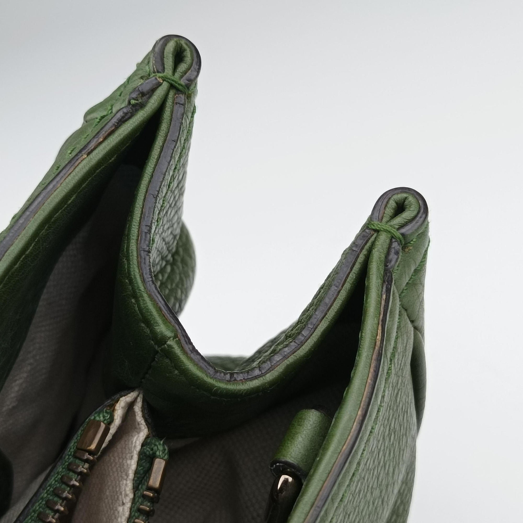 Vintage Gucci Bamboo Shopper Green Leather 323660 shoulderbag | stylenewstar
