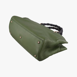 Vintage Gucci Bamboo Shopper Green Leather 323660 shoulderbag | stylenewstar