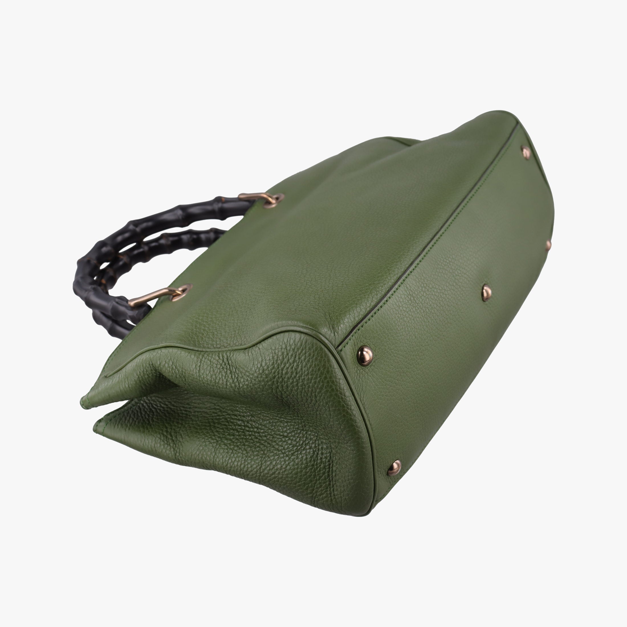Vintage Gucci Bamboo Shopper Green Leather 323660 shoulderbag | stylenewstar