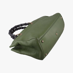 Vintage Gucci Bamboo Shopper Green Leather 323660 shoulderbag | stylenewstar