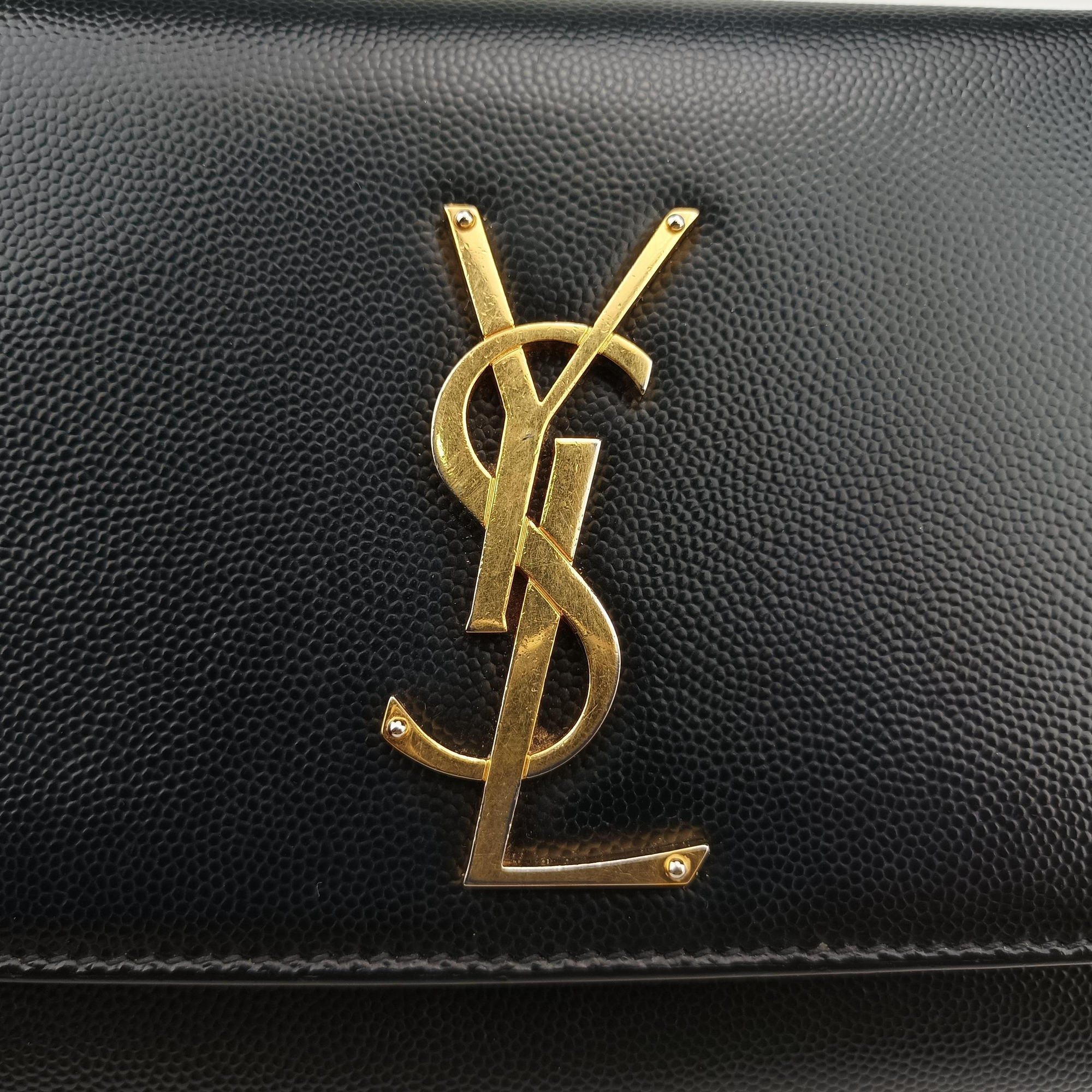 Pre-owned Yves Saint Laurent KATE Black Leather 469390 shoulderbag | stylenewstar