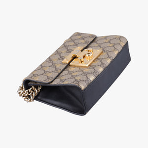 Vintage Gucci Padlock Beige x Black PVC coated canvas x leather 409487 shoulderbag | stylenewstar