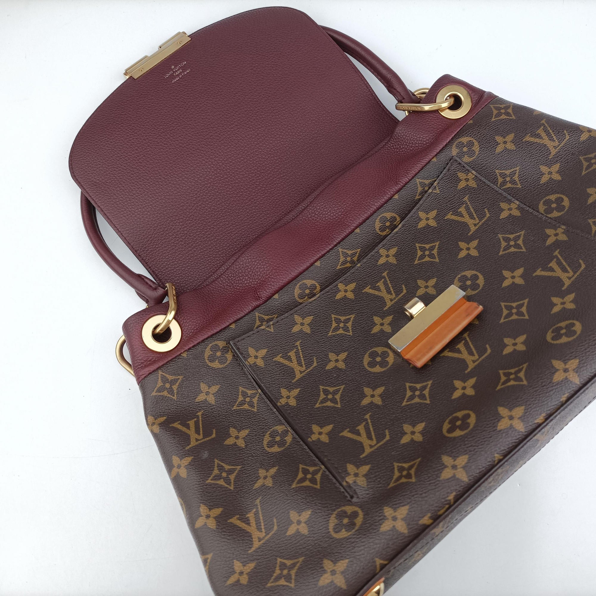 Secondhand Louis Vuitton OLYMPE Brown×QUETSCHE Monogram Canvas×calf leather M40926 shoulderbag | stylenewstar