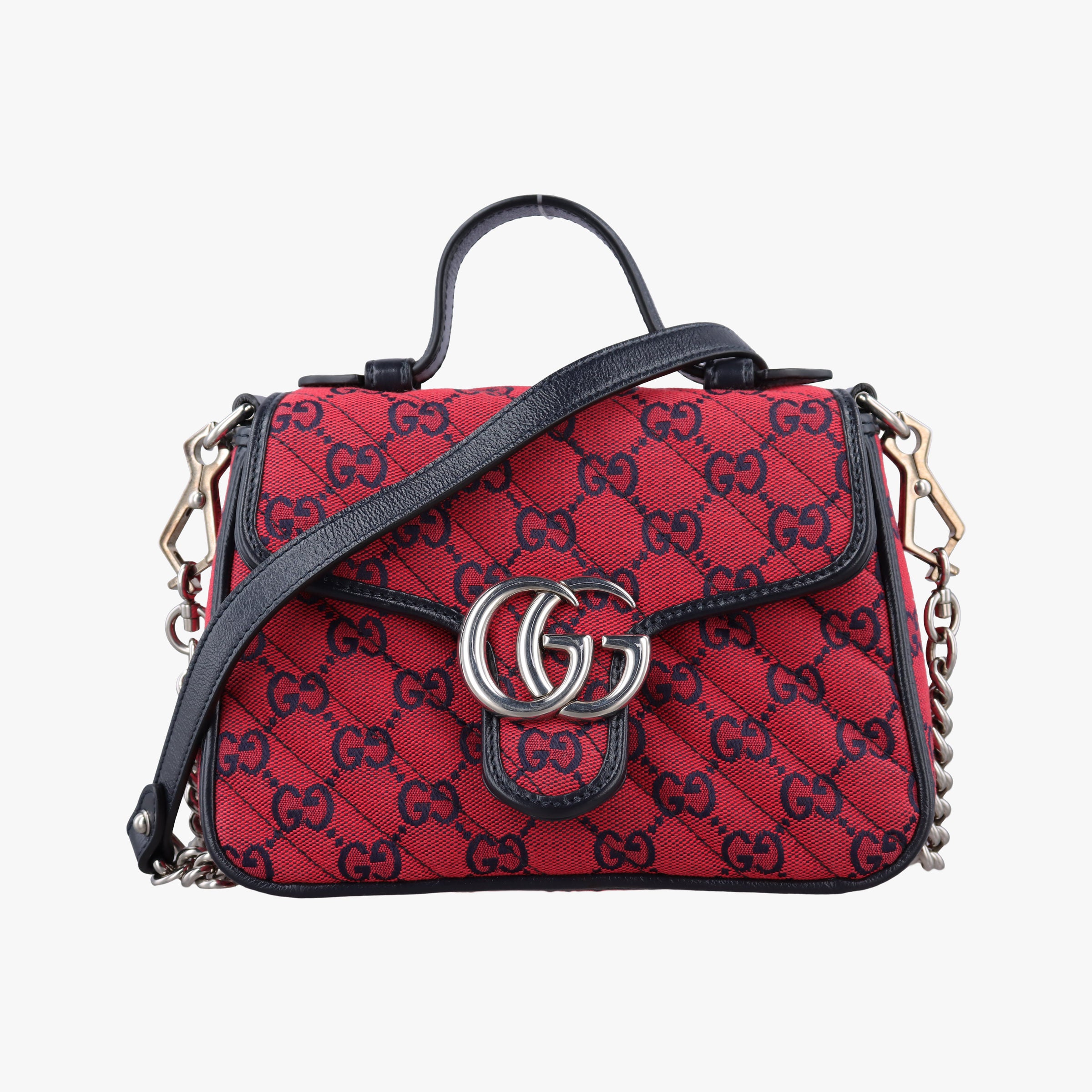 Secondhand Gucci GG Marmont Red×Black canvas 583571 shoulderbag | stylenewstar