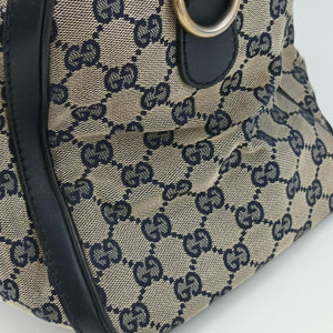Pre-owned Gucci Sherry Line Navy×red×beige canvas×leather 247205 shoulderbag | stylenewstar