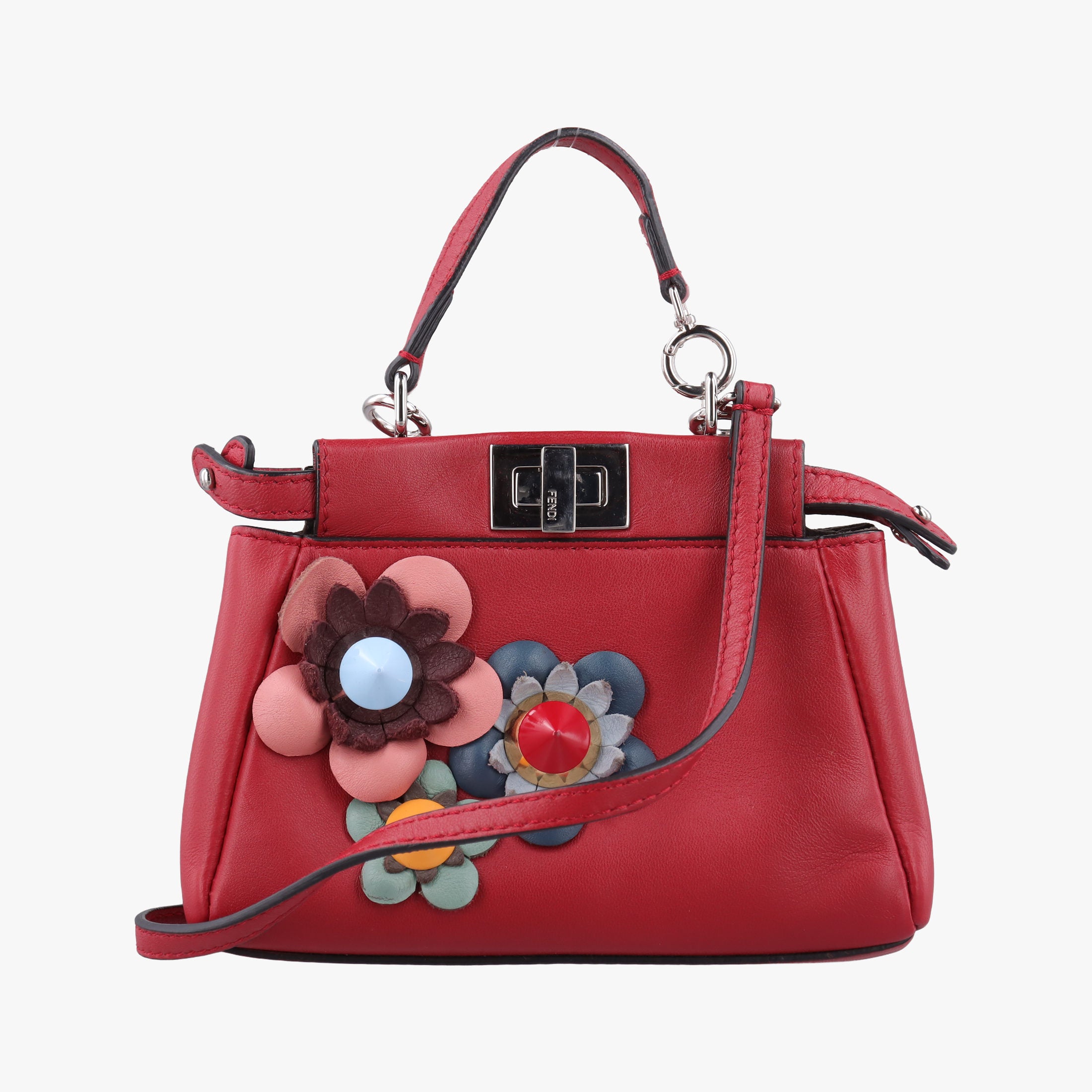 Pre-owned Fendi Micro Peekaboo Red×multi lambskin 8M0355 shoulderbag | stylenewstar