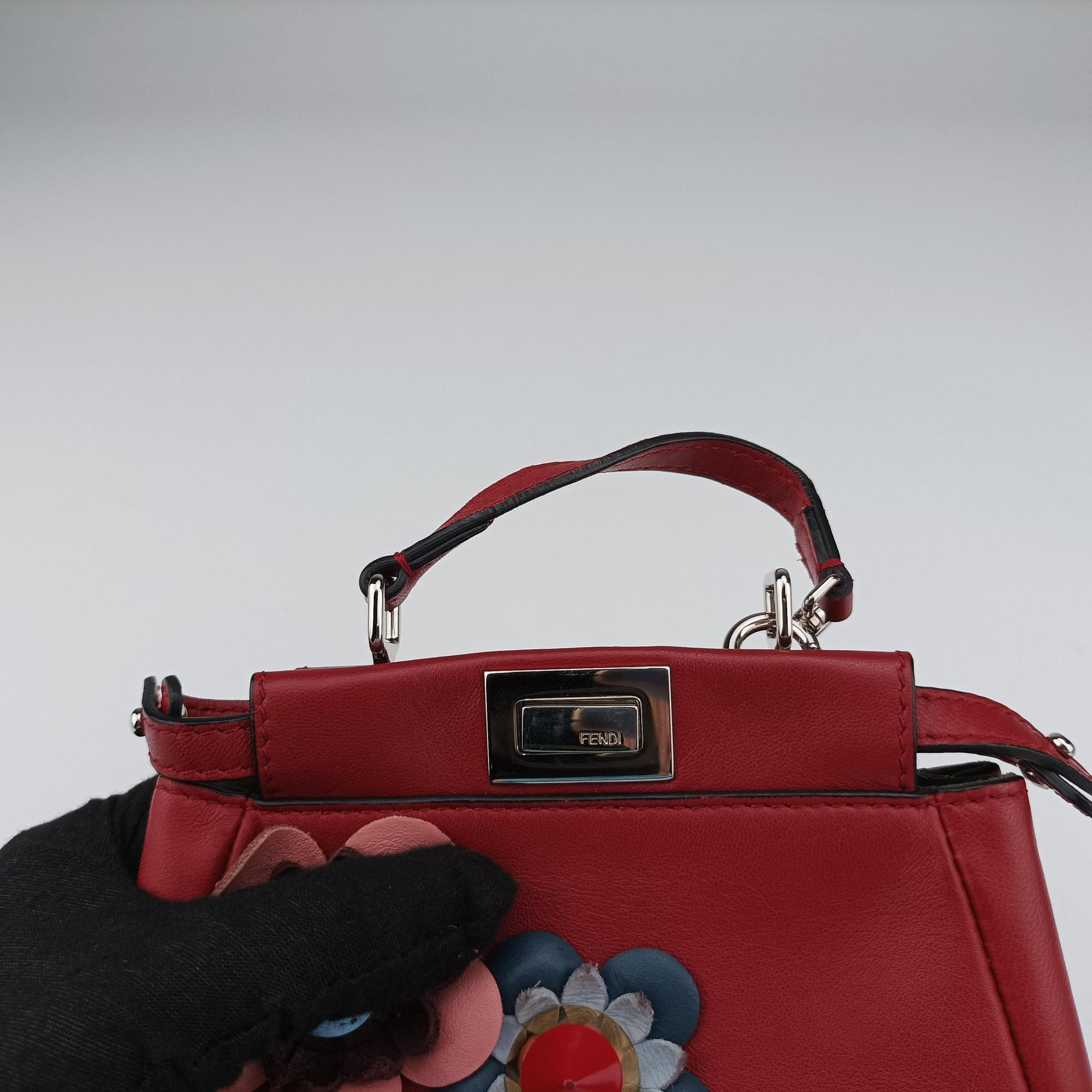 Pre-owned Fendi Micro Peekaboo Red×multi lambskin 8M0355 shoulderbag | stylenewstar