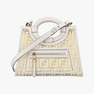 Secondhand Fendi Runaway Shopper White PVC coated canvas×Leather 8BH353 shoulderbag | stylenewstar