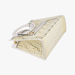 Secondhand Fendi Runaway Shopper White PVC coated canvas×Leather 8BH353 shoulderbag | stylenewstar