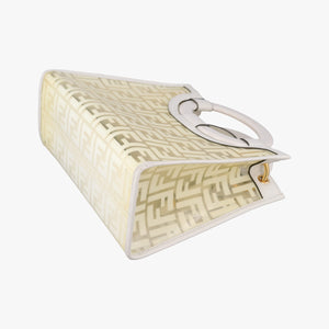 Secondhand Fendi Runaway Shopper White PVC coated canvas×Leather 8BH353 shoulderbag | stylenewstar