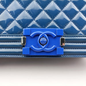 Pre-owned Chanel BOY CHANEL Blue Patent A92693 shoulderbag | stylenewstar