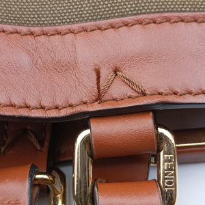 Pre-owned Fendi Peekaboo Green x Brown Canvas x Leather 8BH375 shoulderbag | stylenewstar