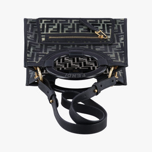 Pre-owned Fendi Runaway Shopper Black PVC Coated Canvas 8BH353 shoulderbag | stylenewstar