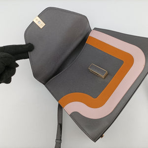 Pre-owned Valextra ISIDE Gray×orange×pink Leather  shoulderbag | stylenewstar