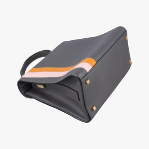 Pre-owned Valextra ISIDE Gray×orange×pink Leather  shoulderbag | stylenewstar