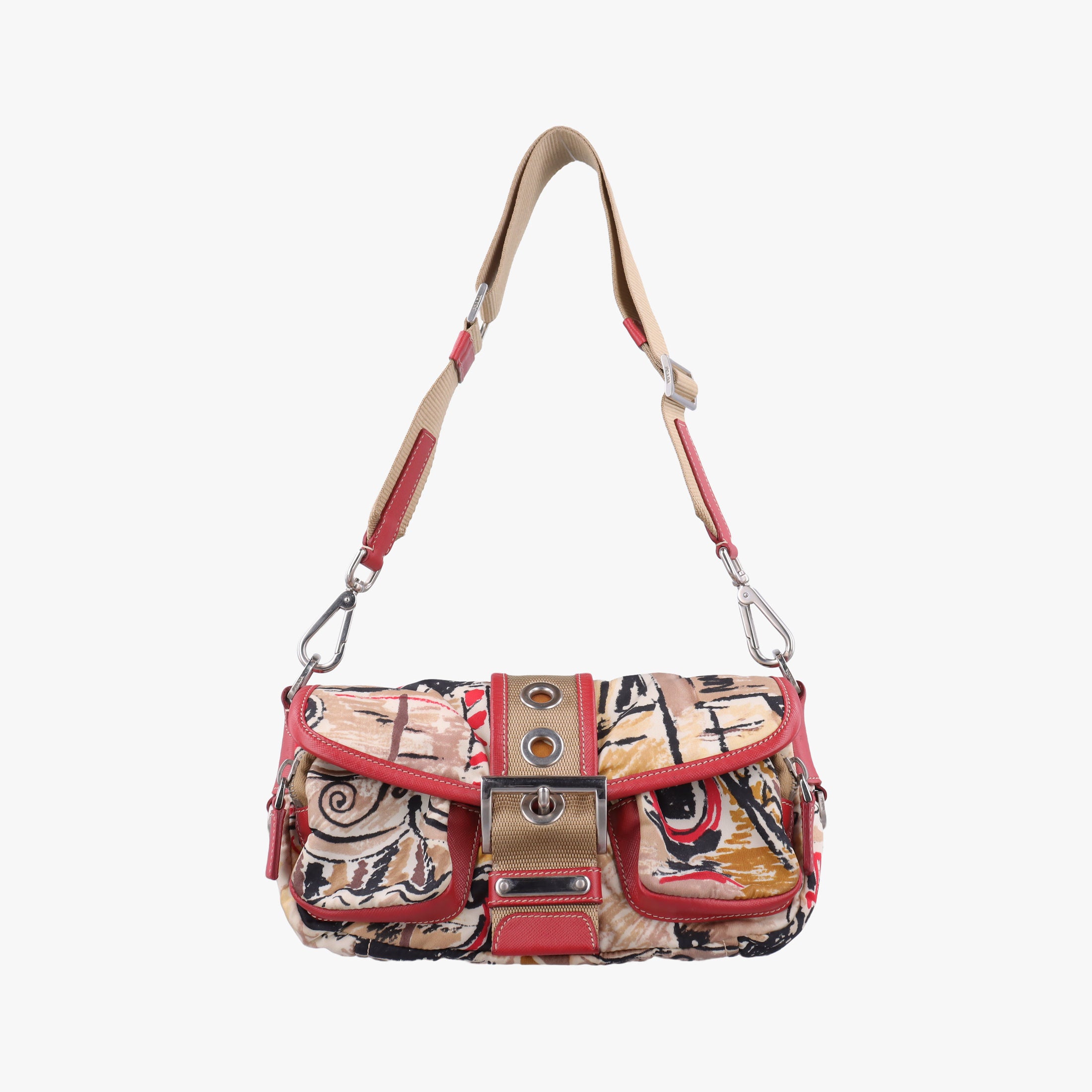 Vintage Prada Tessuto pocket Multicolour Cloth×leather  shoulderbag | stylenewstar