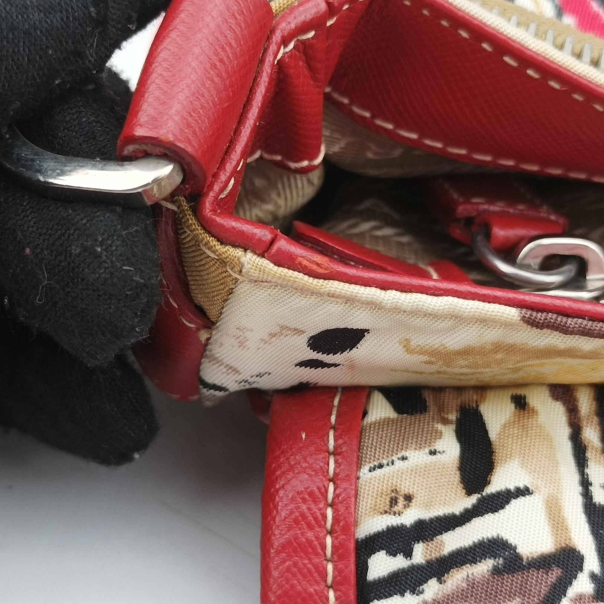 Vintage Prada Tessuto pocket Multicolour Cloth×leather  shoulderbag | stylenewstar