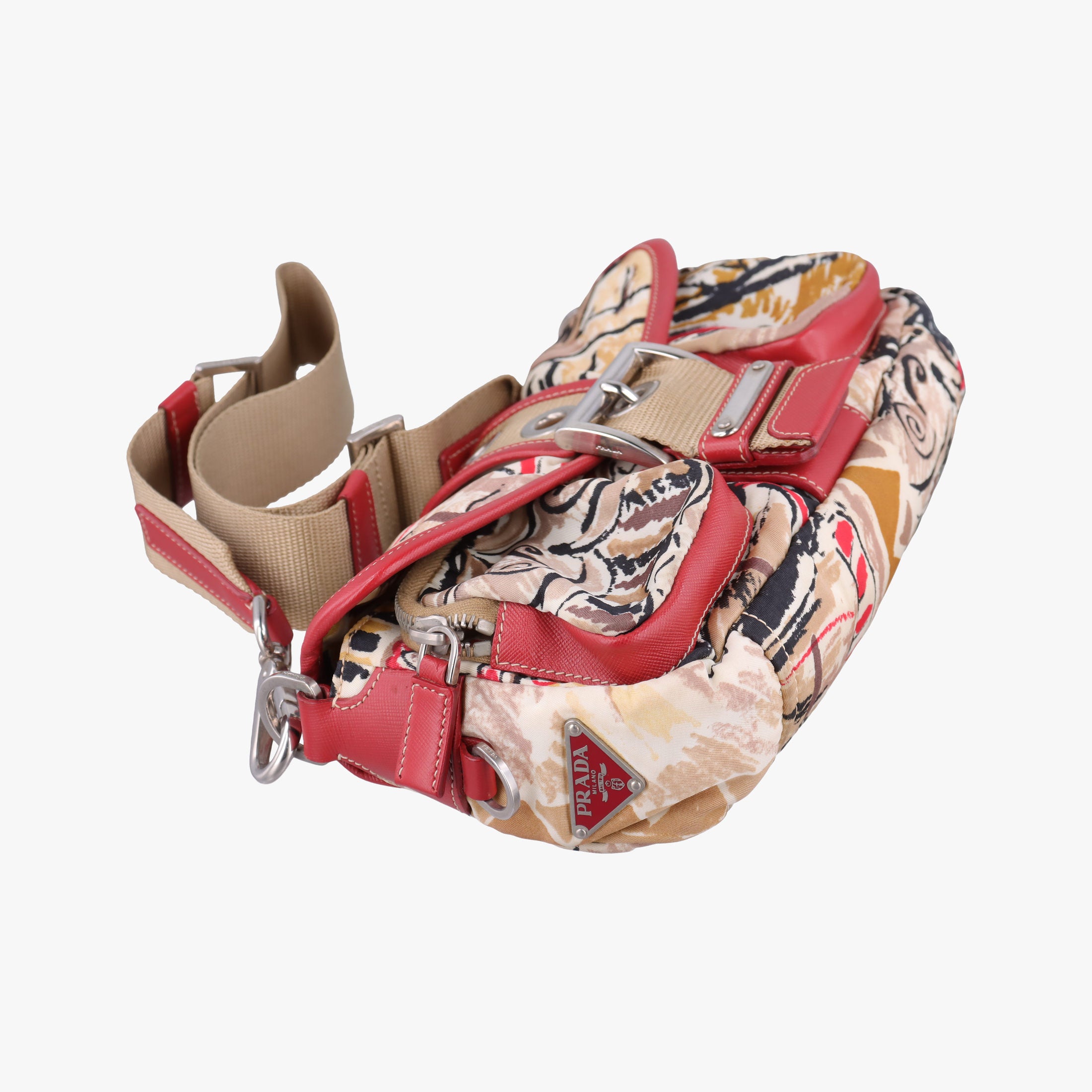Vintage Prada Tessuto pocket Multicolour Cloth×leather  shoulderbag | stylenewstar