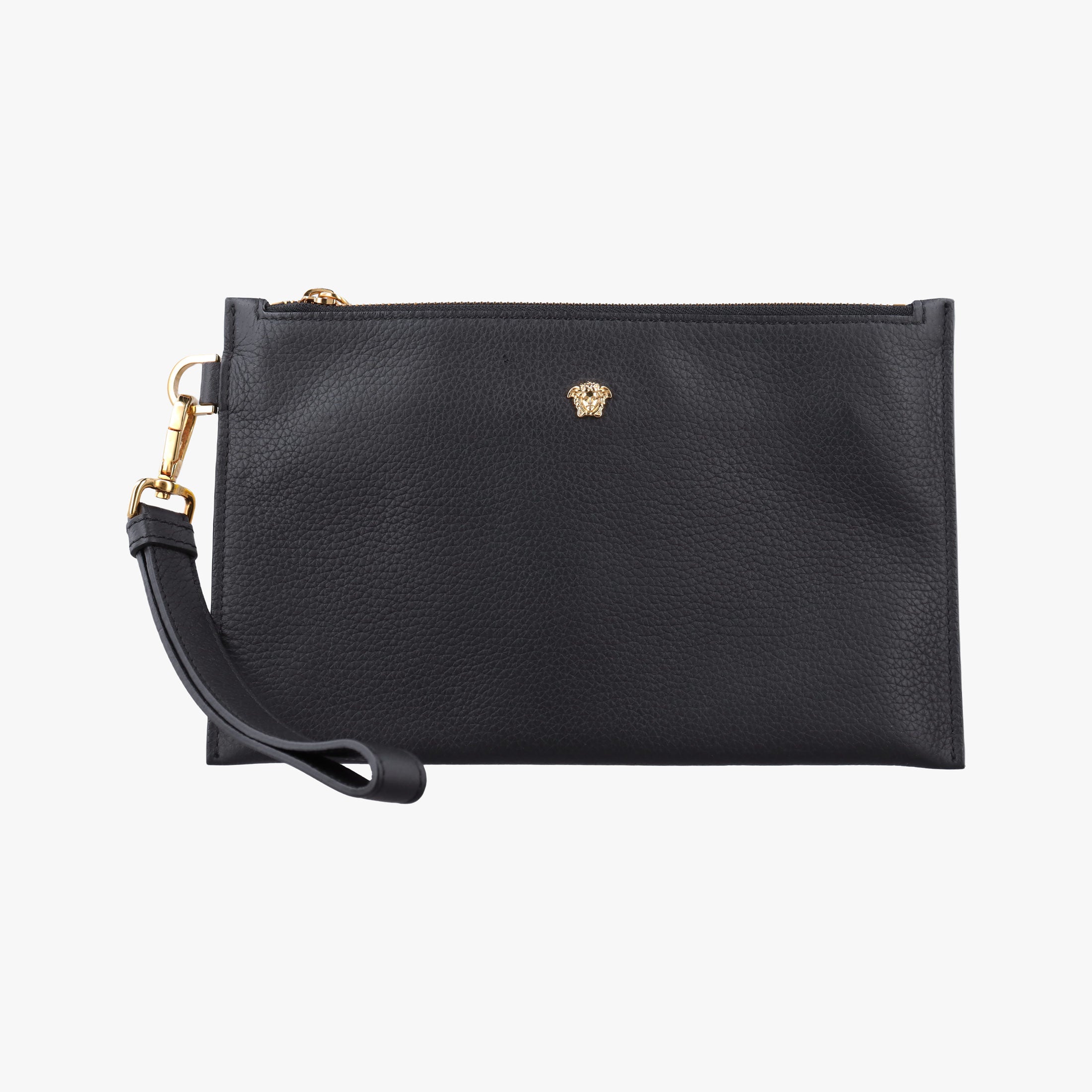 Vintage VERSACE Medusa Black Leather  clutchbag | stylenewstar