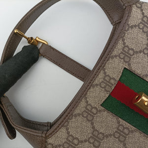 Pre-owned Balenciaga The Hacker Jackie brown x beige x multicolor PVC coated canvas×leather 680132 shoulderbag | stylenewstar