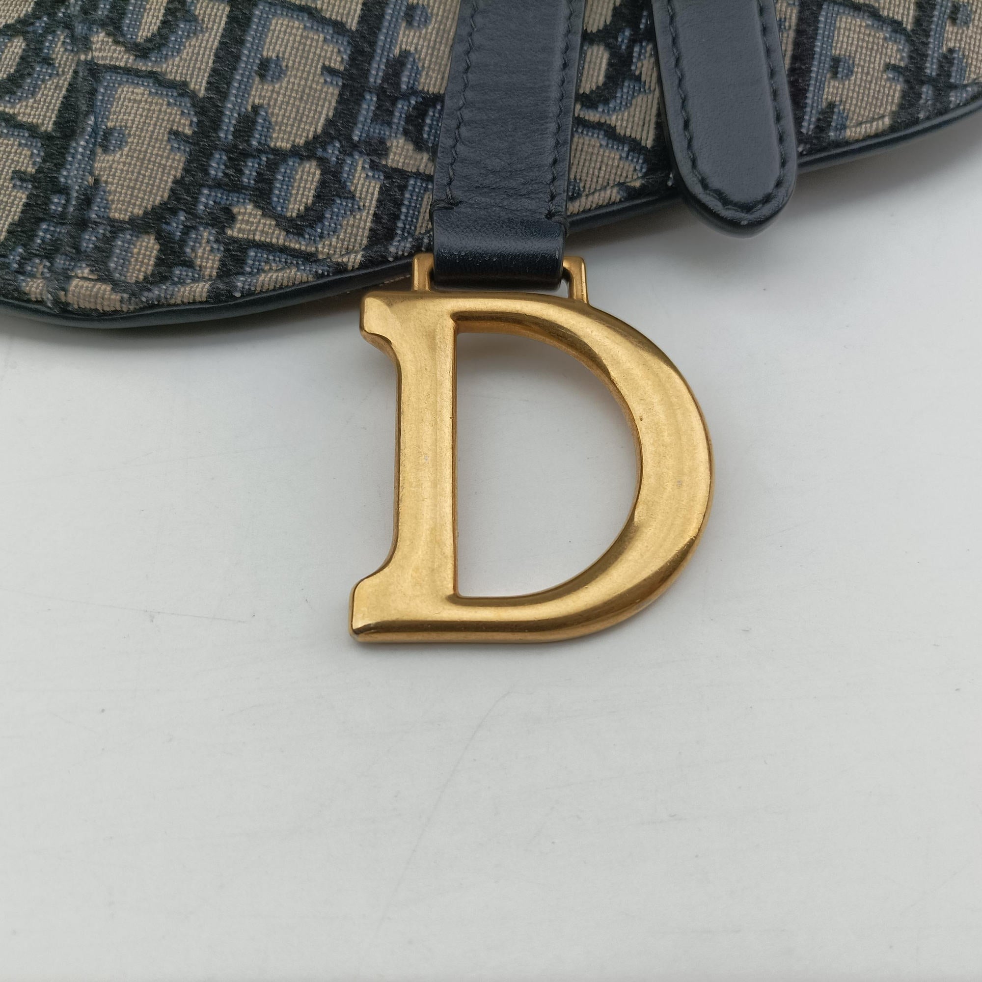 Pre-owned Christian Dior Saddle Gray×Navy Jacquard  bum bag/waist bag | stylenewstar