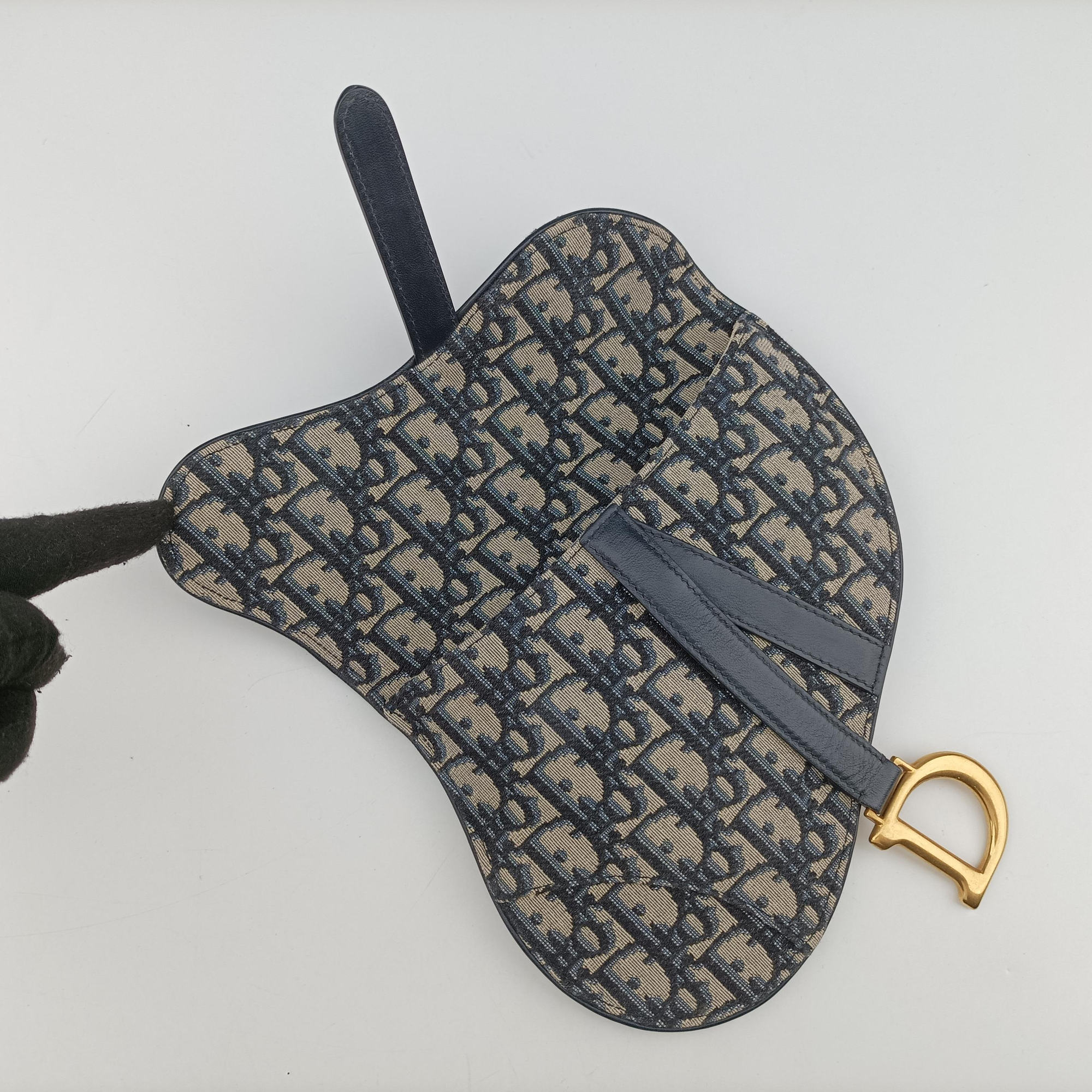 Pre-owned Christian Dior Saddle Gray×Navy Jacquard  bum bag/waist bag | stylenewstar