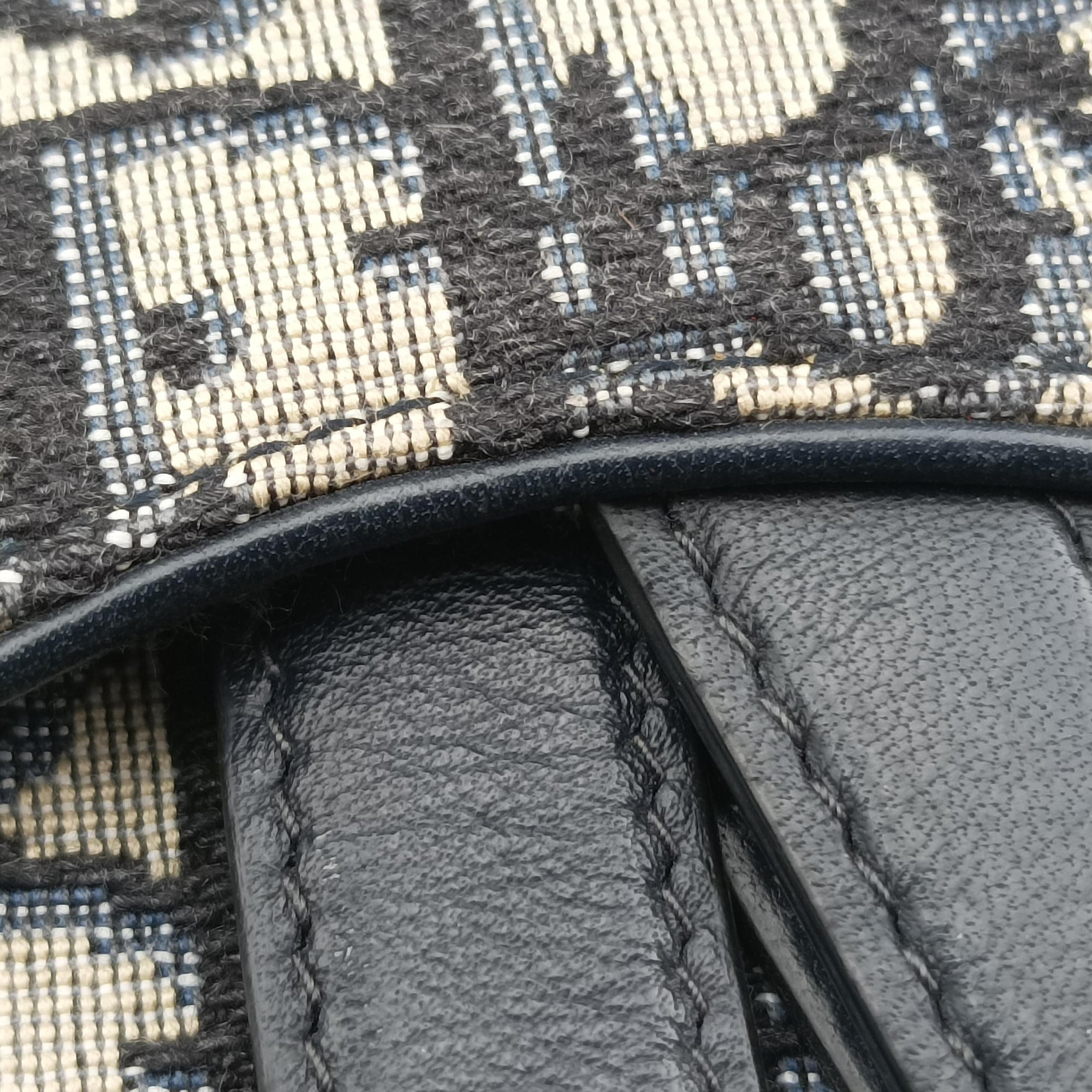 Pre-owned Christian Dior Saddle Gray×Navy Jacquard  bum bag/waist bag | stylenewstar