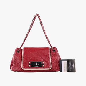 Pre-owned Chanel East West Burgundy lambskin×leather A37694 shoulderbag | stylenewstar