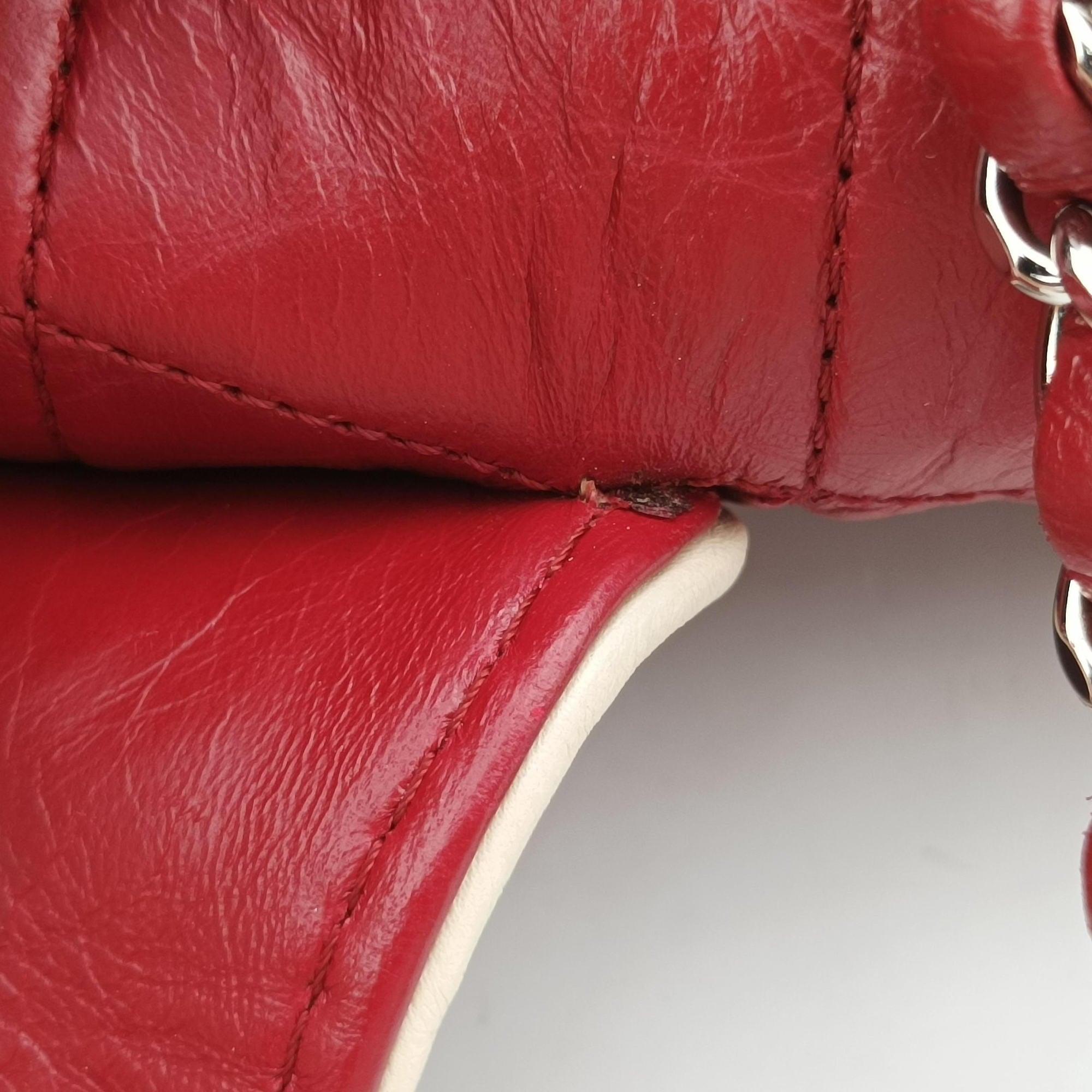 Pre-owned Chanel East West Burgundy lambskin×leather A37694 shoulderbag | stylenewstar