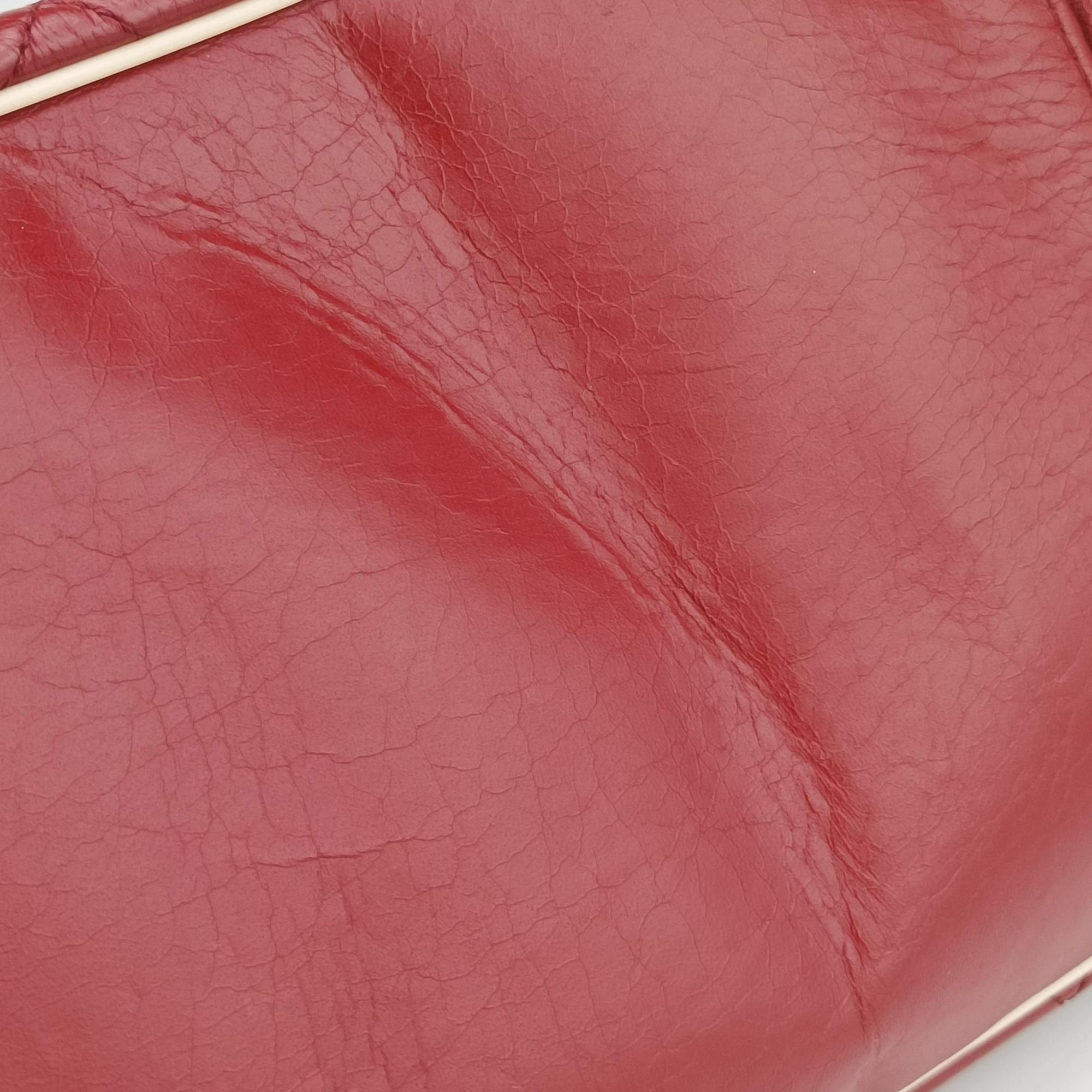 Pre-owned Chanel East West Burgundy lambskin×leather A37694 shoulderbag | stylenewstar