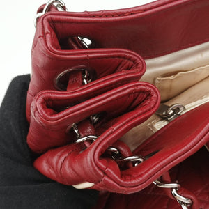 Pre-owned Chanel East West Burgundy lambskin×leather A37694 shoulderbag | stylenewstar