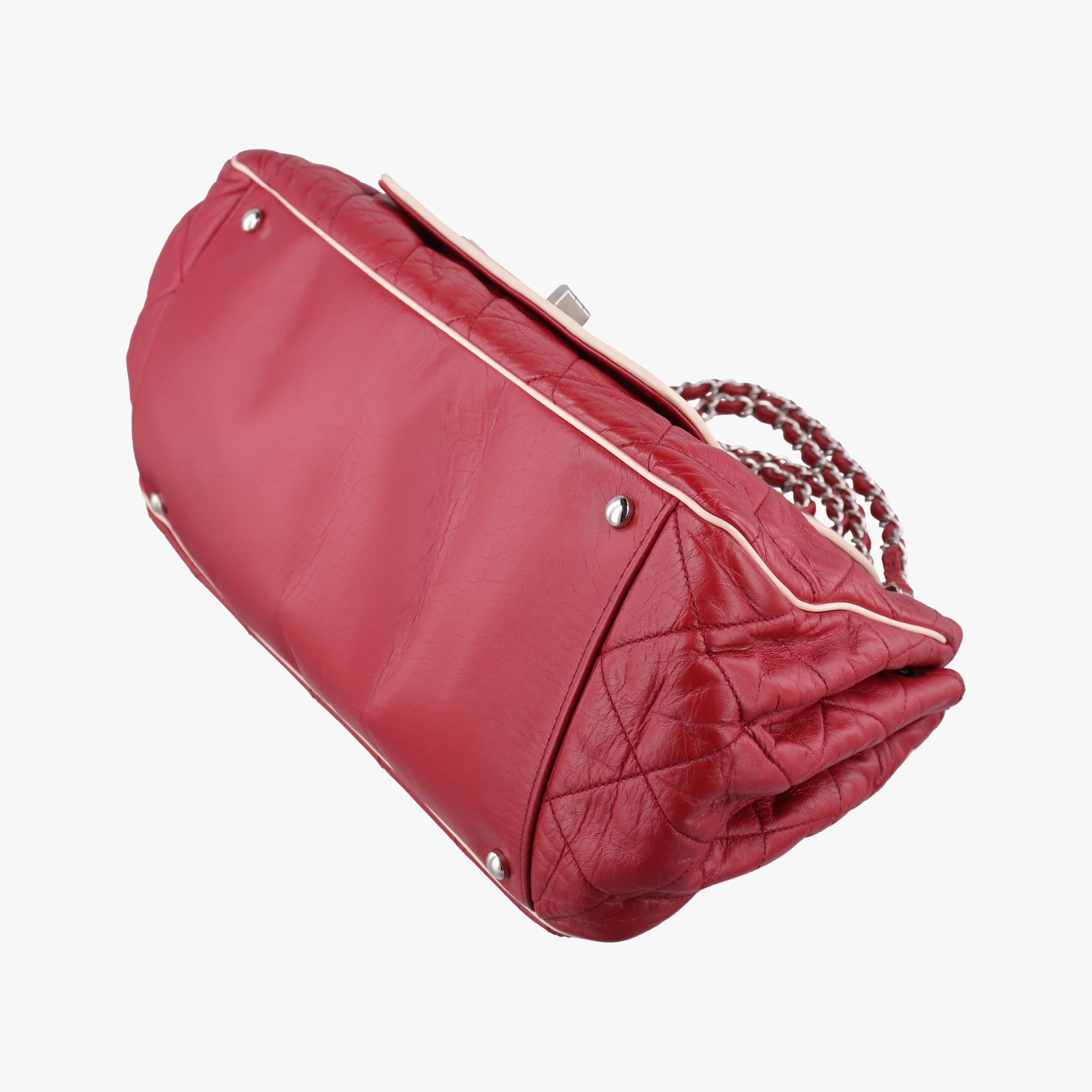 Pre-owned Chanel East West Burgundy lambskin×leather A37694 shoulderbag | stylenewstar
