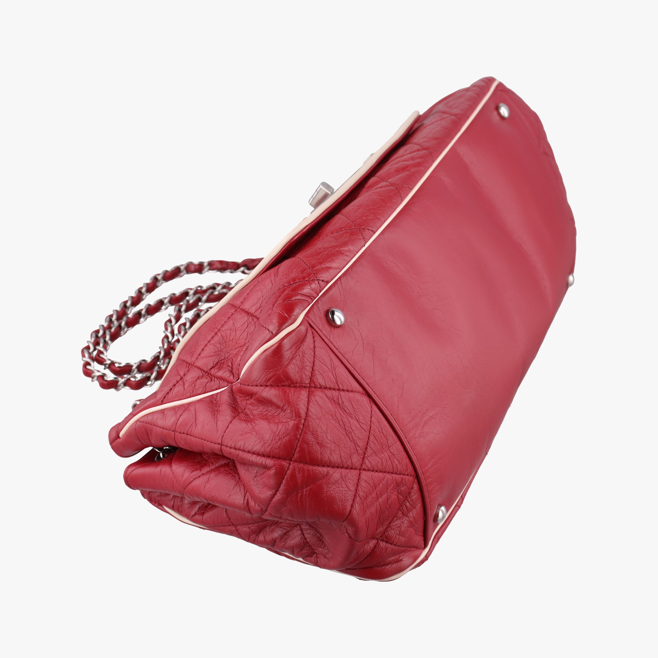 Pre-owned Chanel East West Burgundy lambskin×leather A37694 shoulderbag | stylenewstar