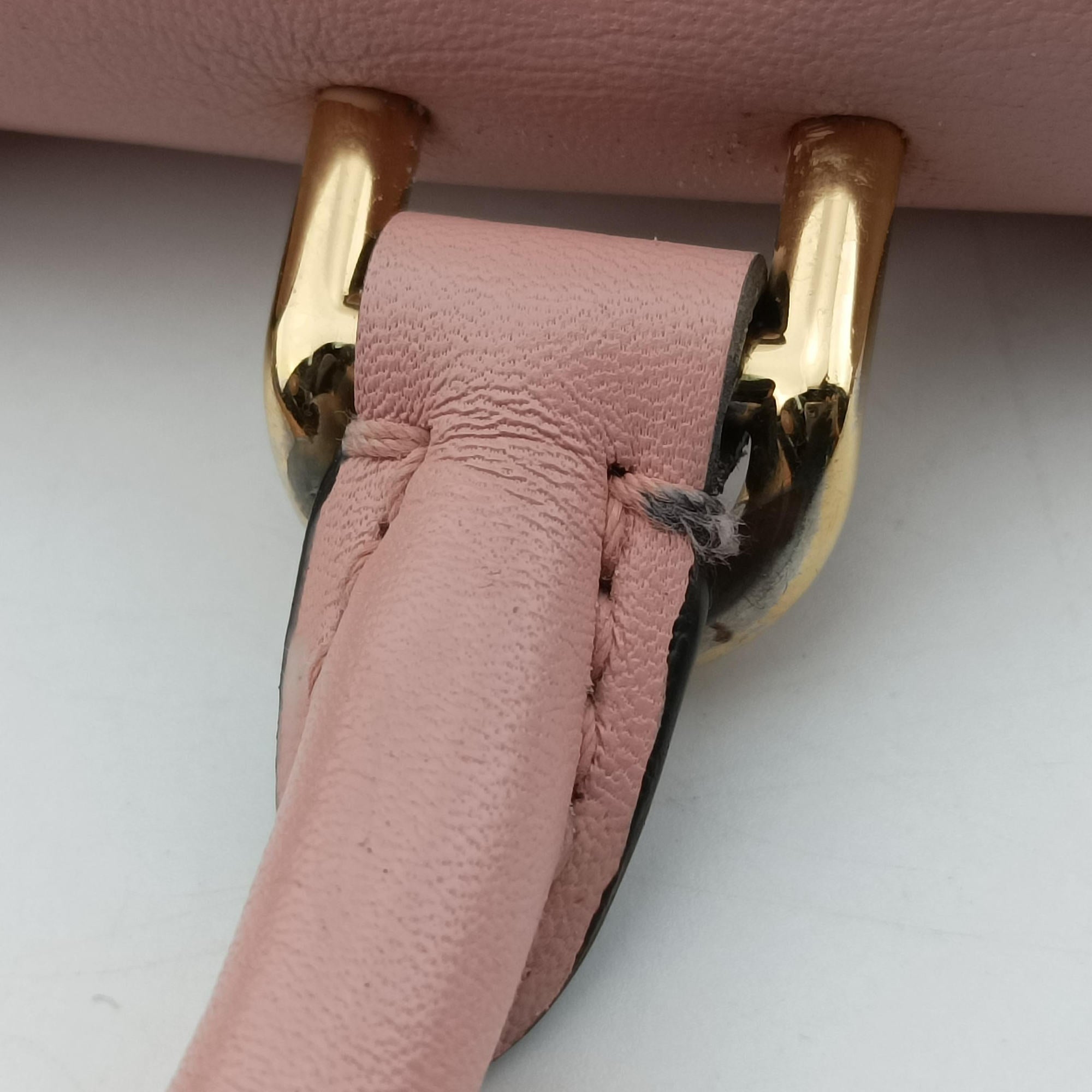 Pre-owned Louis Vuitton LOCKY BB Brown×ROSE POUDRE Monogram Canvas×calf leather M44080 shoulderbag | stylenewstar