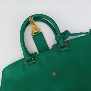 Pre-owned Yves Saint Laurent Y Ligne Petit Cabas Green Leather 311210 shoulderbag | stylenewstar