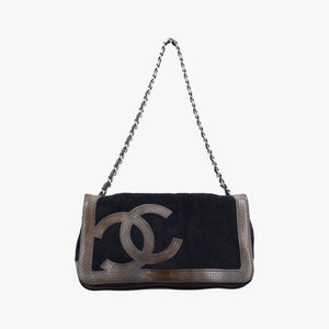 Vintage Chanel Sport Line Black×khaki Terry cloth×perforated leather A46094 shoulderbag | stylenewstar
