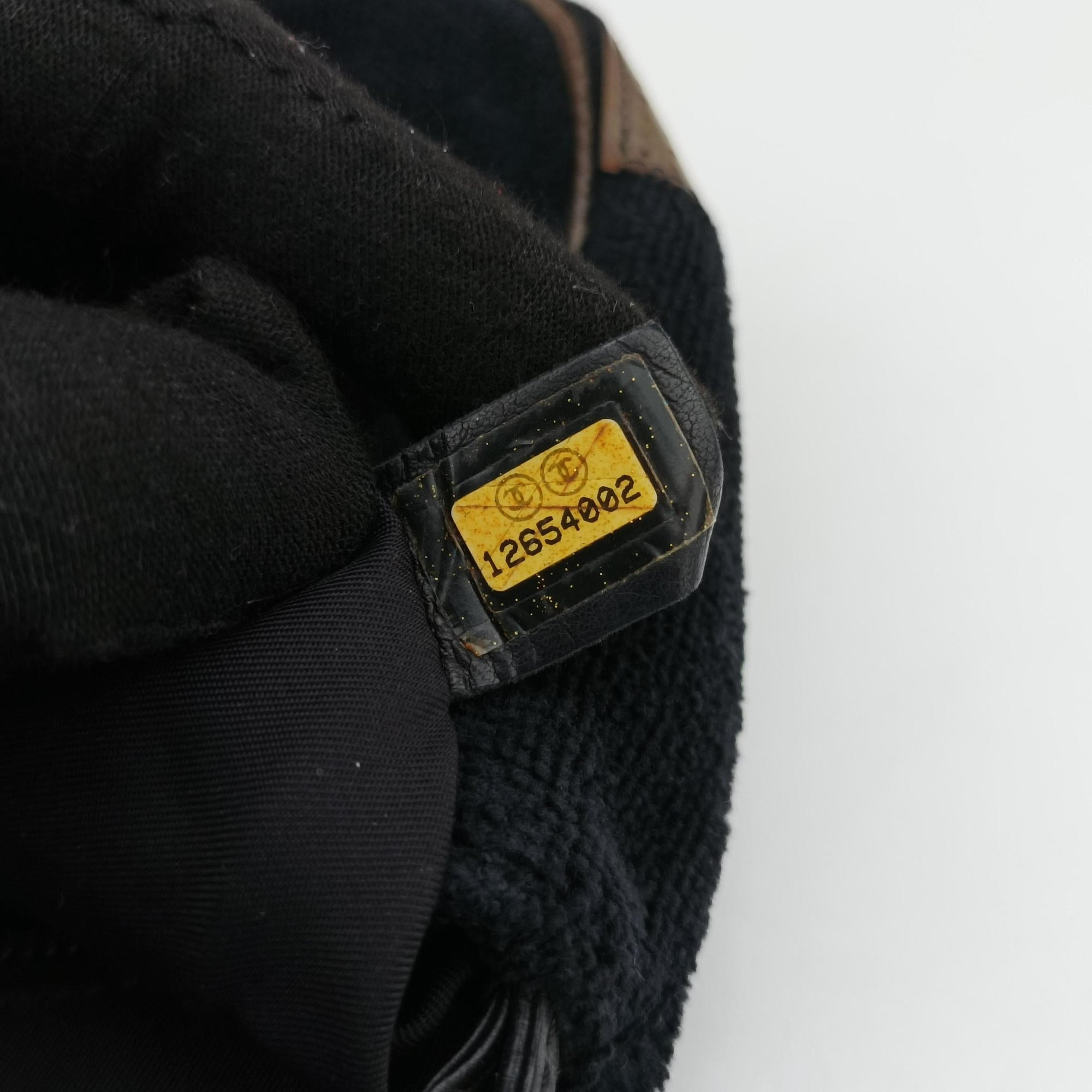 Vintage Chanel Sport Line Black×khaki Terry cloth×perforated leather A46094 shoulderbag | stylenewstar