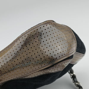 Vintage Chanel Sport Line Black×khaki Terry cloth×perforated leather A46094 shoulderbag | stylenewstar