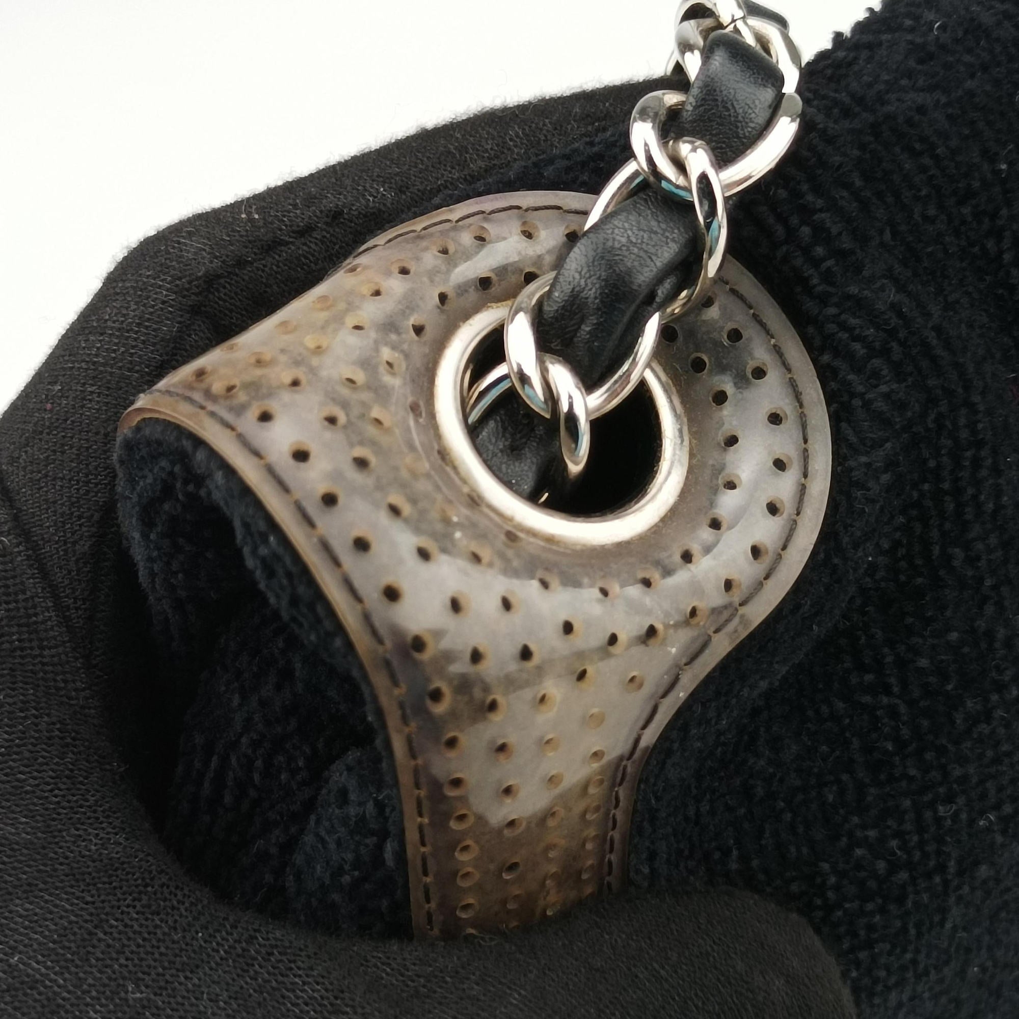 Vintage Chanel Sport Line Black×khaki Terry cloth×perforated leather A46094 shoulderbag | stylenewstar
